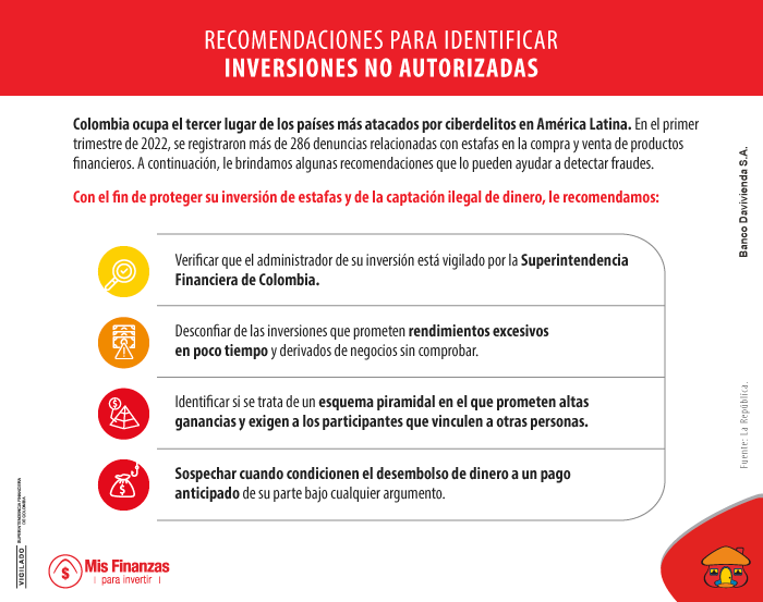 Recomendaciones para no caer en inversiones no autorizadas. 