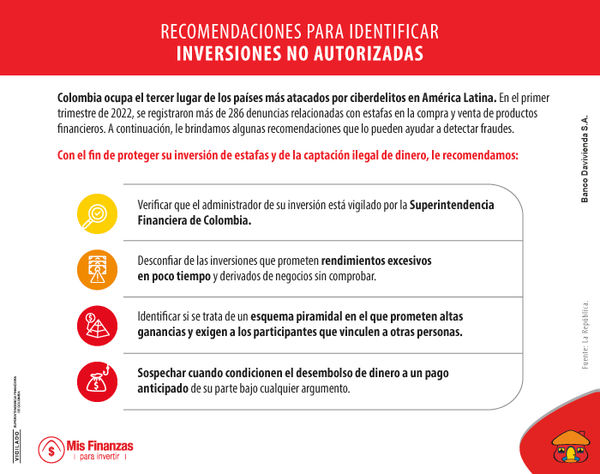 Recomendaciones para no caer en inversiones no autorizadas.